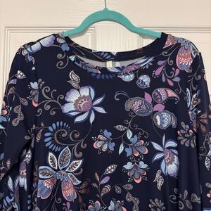 Celeste Navy Floral High Low Dress quarter length sleeves Medium
